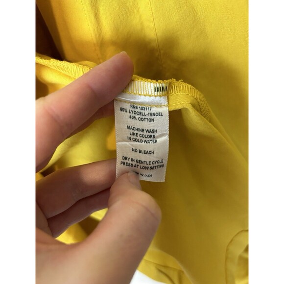 Eleven Stitch Design M Top Blouse Button Up Shirt Swing Lagenlook Trapeze yellow - Picture 3 of 4
